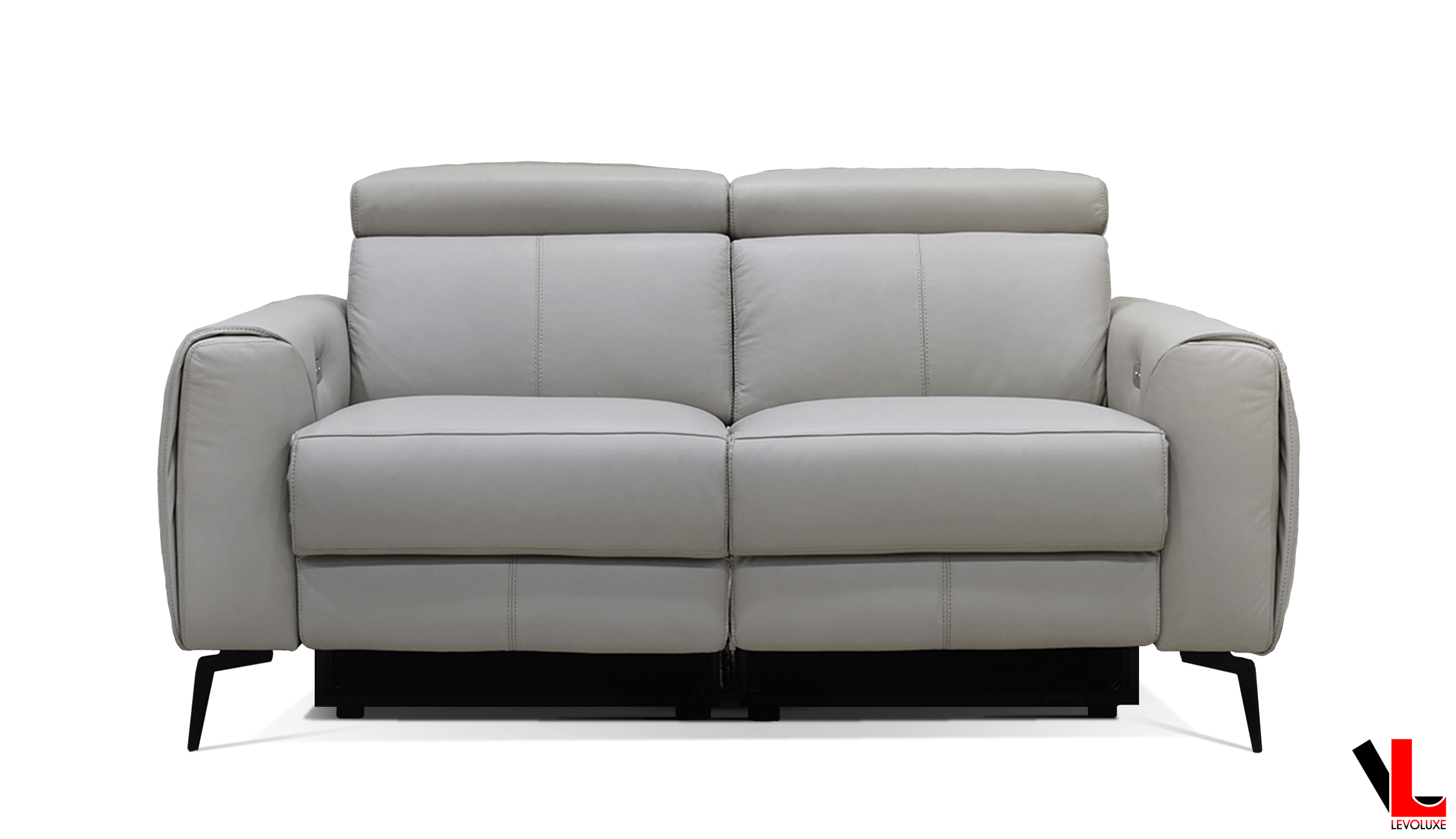 Levoluxe Lennox 67 Power Reclining Loveseat with Adjustable Headrest in  Light Grey Leather Match